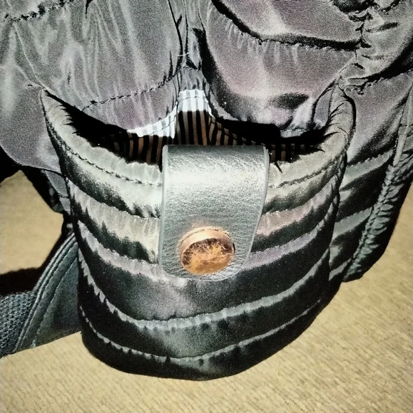 Black & Rose Gold Accent (Designer Inspired) Puffer Travel/Work/School Backpack - Picture 8 of 16